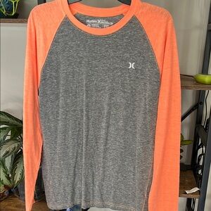 Hurley Gray and Orange Long Sleeve Tee Casual Comfort